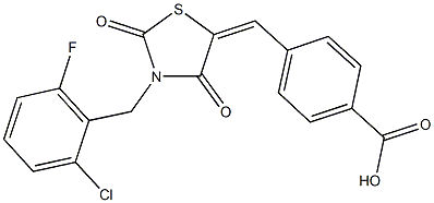 4-{[3-(2-chloro-6-fluorobenzyl)-2,4-dioxo-1,3-thiazolidin-5-ylidene]methyl}benzoic acid Structure