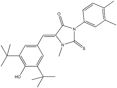 5-(3,5-ditert-butyl-4-hydroxybenzylidene)-3-(3,4-dimethylphenyl)-1-methyl-2-thioxoimidazolidin-4-one 구조식 이미지