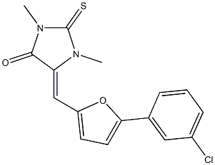 5-{[5-(3-chlorophenyl)-2-furyl]methylene}-1,3-dimethyl-2-thioxoimidazolidin-4-one Structure