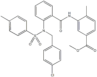 methyl 3-[(2-{(4-chlorobenzyl)[(4-methylphenyl)sulfonyl]amino}benzoyl)amino]-4-methylbenzoate 구조식 이미지