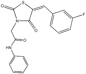 2-[5-(3-fluorobenzylidene)-2,4-dioxo-1,3-thiazolidin-3-yl]-N-phenylacetamide 구조식 이미지