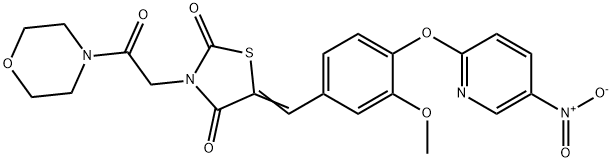 5-[4-({5-nitro-2-pyridinyl}oxy)-3-methoxybenzylidene]-3-[2-(4-morpholinyl)-2-oxoethyl]-1,3-thiazolidine-2,4-dione 구조식 이미지