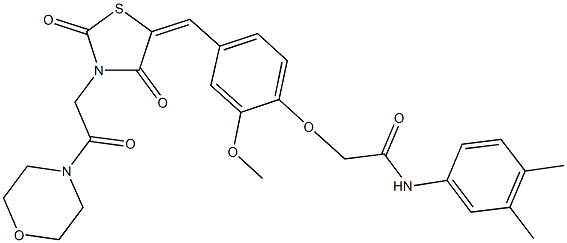 N-(3,4-dimethylphenyl)-2-[2-methoxy-4-({3-[2-(4-morpholinyl)-2-oxoethyl]-2,4-dioxo-1,3-thiazolidin-5-ylidene}methyl)phenoxy]acetamide Structure