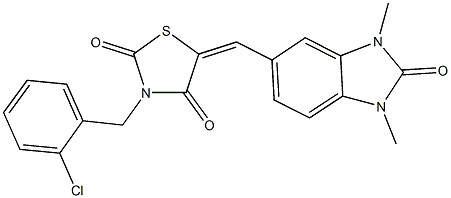 3-(2-chlorobenzyl)-5-[(1,3-dimethyl-2-oxo-2,3-dihydro-1H-benzimidazol-5-yl)methylene]-1,3-thiazolidine-2,4-dione Structure