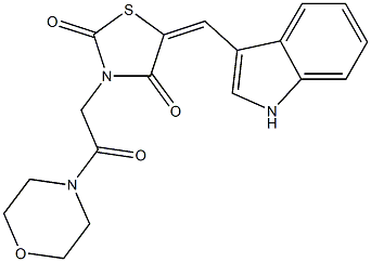 5-(1H-indol-3-ylmethylene)-3-[2-(4-morpholinyl)-2-oxoethyl]-1,3-thiazolidine-2,4-dione 구조식 이미지