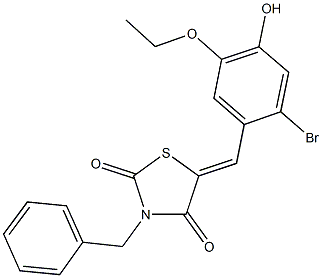 3-benzyl-5-(2-bromo-5-ethoxy-4-hydroxybenzylidene)-1,3-thiazolidine-2,4-dione 구조식 이미지