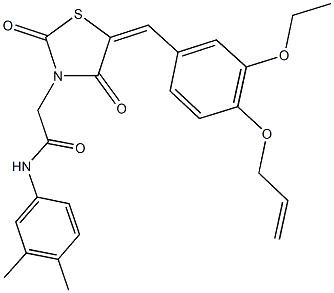 2-{5-[4-(allyloxy)-3-ethoxybenzylidene]-2,4-dioxo-1,3-thiazolidin-3-yl}-N-(3,4-dimethylphenyl)acetamide 구조식 이미지