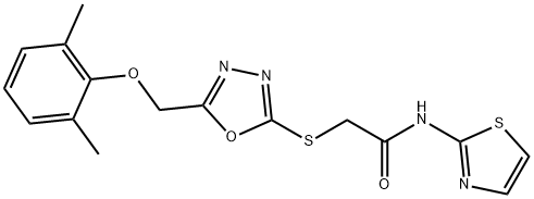 2-({5-[(2,6-dimethylphenoxy)methyl]-1,3,4-oxadiazol-2-yl}sulfanyl)-N-(1,3-thiazol-2-yl)acetamide Structure