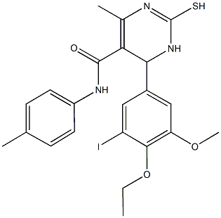 6-(4-ethoxy-3-iodo-5-methoxyphenyl)-4-methyl-N-(4-methylphenyl)-2-sulfanyl-1,6-dihydro-5-pyrimidinecarboxamide 구조식 이미지