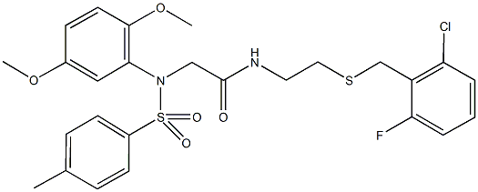 N-{2-[(2-chloro-6-fluorobenzyl)sulfanyl]ethyl}-2-{2,5-dimethoxy[(4-methylphenyl)sulfonyl]anilino}acetamide 구조식 이미지