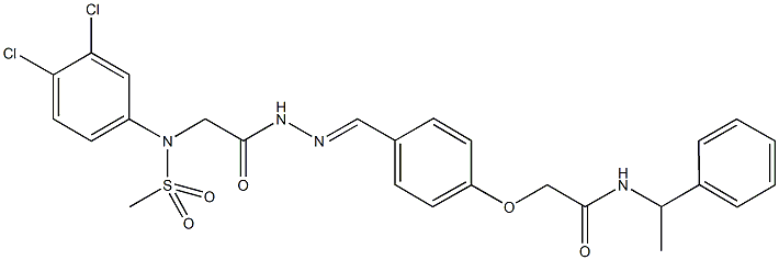 2-[4-(2-{[3,4-dichloro(methylsulfonyl)anilino]acetyl}carbohydrazonoyl)phenoxy]-N-(1-phenylethyl)acetamide 구조식 이미지