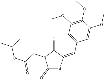 isopropyl [2,4-dioxo-5-(3,4,5-trimethoxybenzylidene)-1,3-thiazolidin-3-yl]acetate Structure