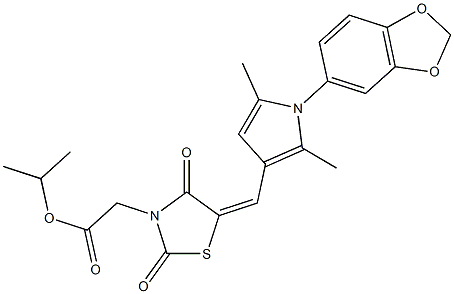 isopropyl (5-{[1-(1,3-benzodioxol-5-yl)-2,5-dimethyl-1H-pyrrol-3-yl]methylene}-2,4-dioxo-1,3-thiazolidin-3-yl)acetate Structure