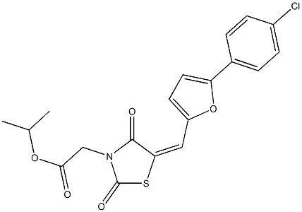 isopropyl (5-{[5-(4-chlorophenyl)-2-furyl]methylene}-2,4-dioxo-1,3-thiazolidin-3-yl)acetate 구조식 이미지