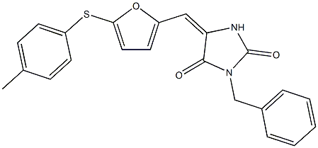 3-benzyl-5-({5-[(4-methylphenyl)sulfanyl]-2-furyl}methylene)-2,4-imidazolidinedione 구조식 이미지
