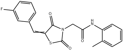 2-[5-(3-fluorobenzylidene)-2,4-dioxo-1,3-thiazolidin-3-yl]-N-(2-methylphenyl)acetamide Structure