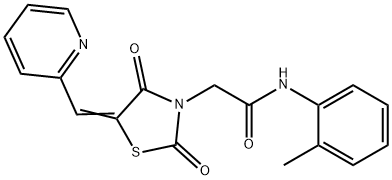 2-[2,4-dioxo-5-(2-pyridinylmethylene)-1,3-thiazolidin-3-yl]-N-(2-methylphenyl)acetamide 구조식 이미지