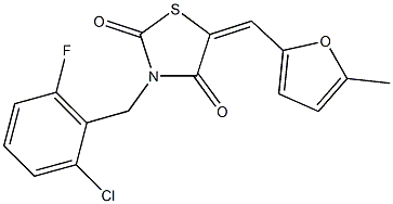 3-(2-chloro-6-fluorobenzyl)-5-[(5-methyl-2-furyl)methylene]-1,3-thiazolidine-2,4-dione 구조식 이미지