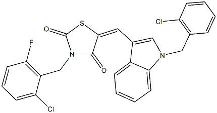 5-{[1-(2-chlorobenzyl)-1H-indol-3-yl]methylene}-3-(2-chloro-6-fluorobenzyl)-1,3-thiazolidine-2,4-dione Structure