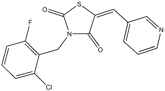 3-(2-chloro-6-fluorobenzyl)-5-(3-pyridinylmethylene)-1,3-thiazolidine-2,4-dione 구조식 이미지