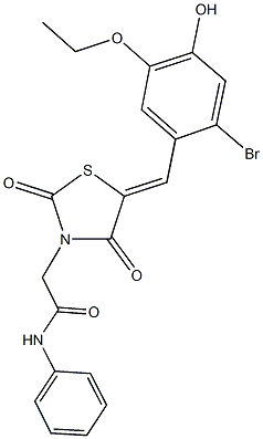 2-[5-(2-bromo-5-ethoxy-4-hydroxybenzylidene)-2,4-dioxo-1,3-thiazolidin-3-yl]-N-phenylacetamide Structure