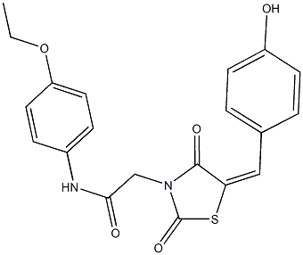 N-(4-ethoxyphenyl)-2-[5-(4-hydroxybenzylidene)-2,4-dioxo-1,3-thiazolidin-3-yl]acetamide 구조식 이미지
