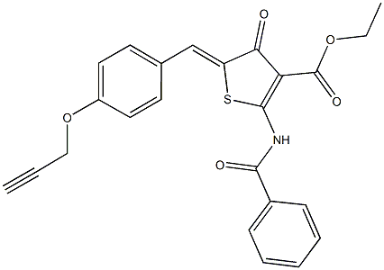 ethyl 2-(benzoylamino)-4-oxo-5-[4-(2-propynyloxy)benzylidene]-4,5-dihydro-3-thiophenecarboxylate 구조식 이미지