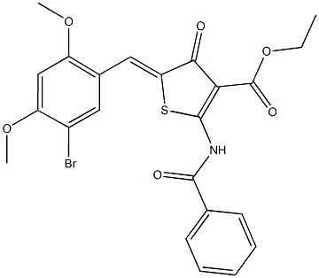 ethyl 2-(benzoylamino)-5-(5-bromo-2,4-dimethoxybenzylidene)-4-oxo-4,5-dihydro-3-thiophenecarboxylate Structure