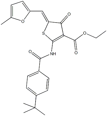 ethyl 2-[(4-tert-butylbenzoyl)amino]-5-[(5-methyl-2-furyl)methylene]-4-oxo-4,5-dihydro-3-thiophenecarboxylate Structure