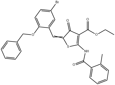 ethyl 5-[2-(benzyloxy)-5-bromobenzylidene]-2-[(2-methylbenzoyl)amino]-4-oxo-4,5-dihydro-3-thiophenecarboxylate Structure