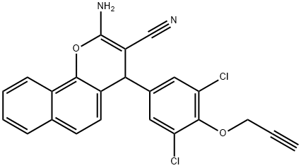 2-amino-4-[3,5-dichloro-4-(2-propynyloxy)phenyl]-4H-benzo[h]chromene-3-carbonitrile 구조식 이미지