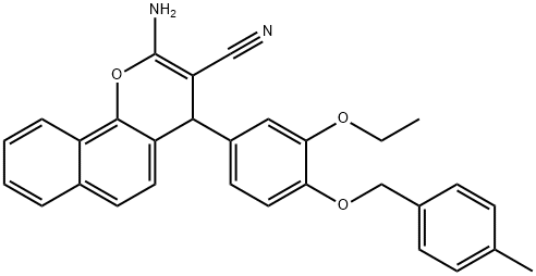 2-amino-4-{3-ethoxy-4-[(4-methylbenzyl)oxy]phenyl}-4H-benzo[h]chromene-3-carbonitrile 구조식 이미지