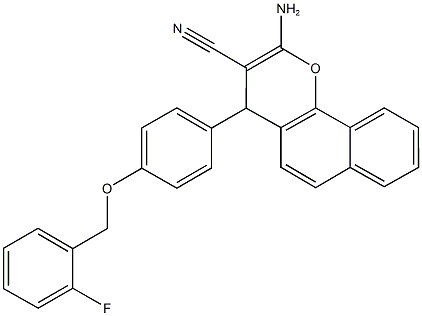 2-amino-4-{4-[(2-fluorobenzyl)oxy]phenyl}-4H-benzo[h]chromene-3-carbonitrile 구조식 이미지