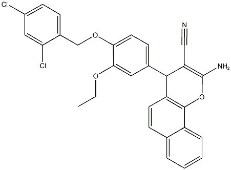 2-amino-4-{4-[(2,4-dichlorobenzyl)oxy]-3-ethoxyphenyl}-4H-benzo[h]chromene-3-carbonitrile 구조식 이미지