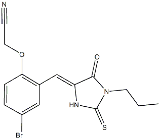 {4-bromo-2-[(5-oxo-1-propyl-2-thioxo-4-imidazolidinylidene)methyl]phenoxy}acetonitrile 구조식 이미지