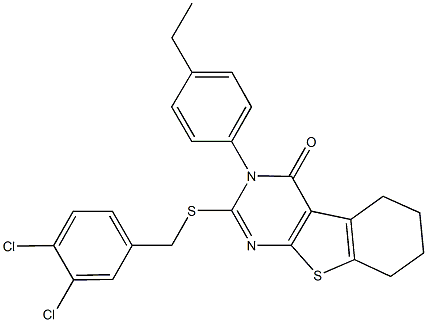 2-[(3,4-dichlorobenzyl)sulfanyl]-3-(4-ethylphenyl)-5,6,7,8-tetrahydro[1]benzothieno[2,3-d]pyrimidin-4(3H)-one Structure