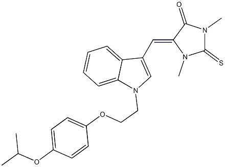 5-({1-[2-(4-isopropoxyphenoxy)ethyl]-1H-indol-3-yl}methylene)-1,3-dimethyl-2-thioxo-4-imidazolidinone 구조식 이미지