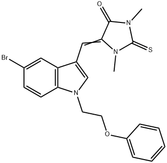 5-{[5-bromo-1-(2-phenoxyethyl)-1H-indol-3-yl]methylene}-1,3-dimethyl-2-thioxo-4-imidazolidinone Structure