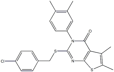 2-[(4-chlorobenzyl)sulfanyl]-3-(3,4-dimethylphenyl)-5,6-dimethylthieno[2,3-d]pyrimidin-4(3H)-one Structure