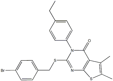 2-[(4-bromobenzyl)sulfanyl]-3-(4-ethylphenyl)-5,6-dimethylthieno[2,3-d]pyrimidin-4(3H)-one Structure