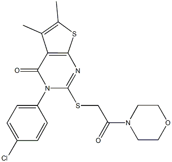 3-(4-chlorophenyl)-5,6-dimethyl-2-{[2-(4-morpholinyl)-2-oxoethyl]sulfanyl}thieno[2,3-d]pyrimidin-4(3H)-one Structure