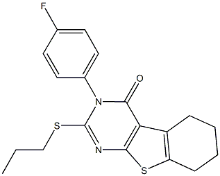 3-(4-fluorophenyl)-2-(propylsulfanyl)-5,6,7,8-tetrahydro[1]benzothieno[2,3-d]pyrimidin-4(3H)-one 구조식 이미지