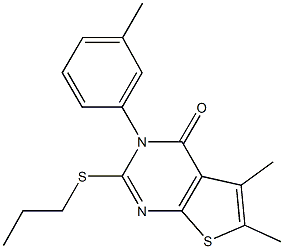 5,6-dimethyl-3-(3-methylphenyl)-2-(propylsulfanyl)thieno[2,3-d]pyrimidin-4(3H)-one Structure