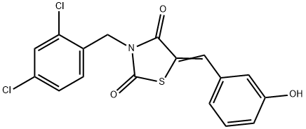3-(2,4-dichlorobenzyl)-5-(3-hydroxybenzylidene)-1,3-thiazolidine-2,4-dione Structure