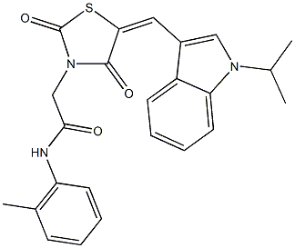 2-{5-[(1-isopropyl-1H-indol-3-yl)methylene]-2,4-dioxo-1,3-thiazolidin-3-yl}-N-(2-methylphenyl)acetamide 구조식 이미지