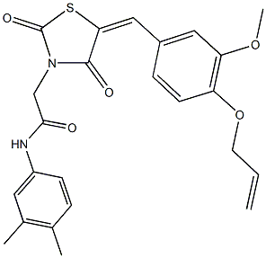 2-{5-[4-(allyloxy)-3-methoxybenzylidene]-2,4-dioxo-1,3-thiazolidin-3-yl}-N-(3,4-dimethylphenyl)acetamide 구조식 이미지