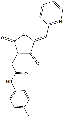 2-[2,4-dioxo-5-(2-pyridinylmethylene)-1,3-thiazolidin-3-yl]-N-(4-fluorophenyl)acetamide 구조식 이미지
