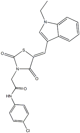 N-(4-chlorophenyl)-2-{5-[(1-ethyl-1H-indol-3-yl)methylene]-2,4-dioxo-1,3-thiazolidin-3-yl}acetamide Structure