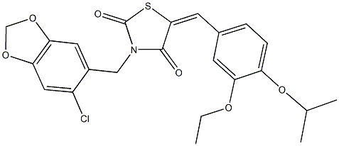 3-[(6-chloro-1,3-benzodioxol-5-yl)methyl]-5-(3-ethoxy-4-isopropoxybenzylidene)-1,3-thiazolidine-2,4-dione Structure