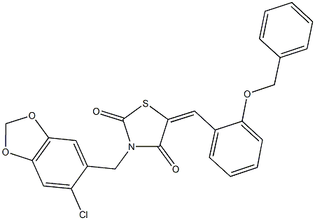 5-[2-(benzyloxy)benzylidene]-3-[(6-chloro-1,3-benzodioxol-5-yl)methyl]-1,3-thiazolidine-2,4-dione 구조식 이미지